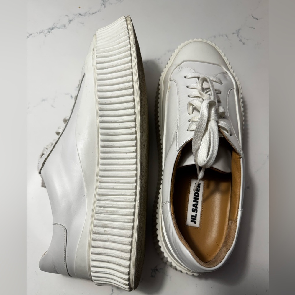 Jil Sander White Leather Platform Sneakers – Size 39 – Excellent Condition - Picture 4 of 9